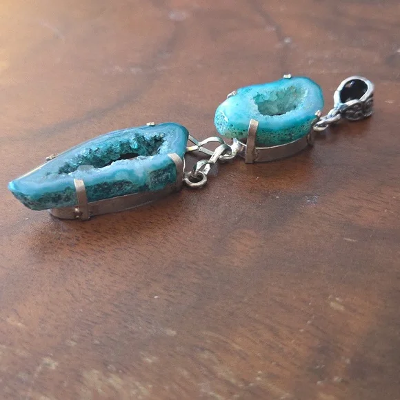 Blue Agate Druzy Pendant - Picture 2 of 6